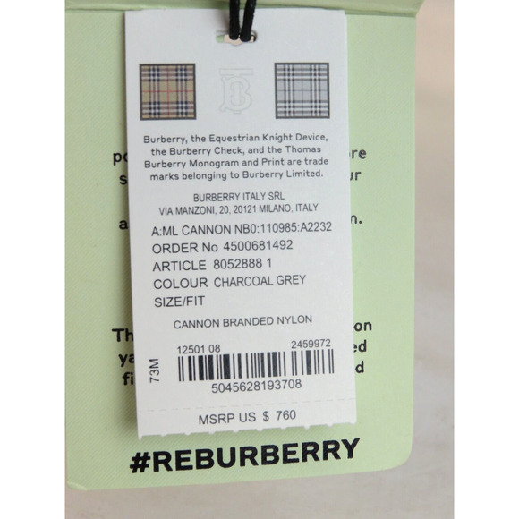 $760 BURBERRY CANNON CHARCOAL GRAY NYLON BLACK LOGO ZIP FANNY PACK BELT BUM BAG - Picture 13 of 15